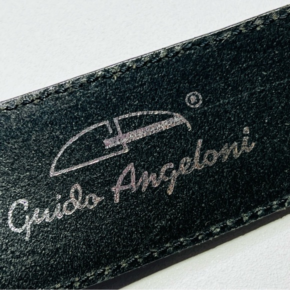 Guido Angelina Made in Italy Black Leather Belt with Silver Buckle size 36 - Picture 4 of 6